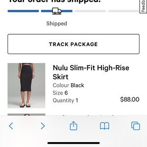 NWOT Lululemon Nulu Slim Fit High Rise skirt- black Size 6